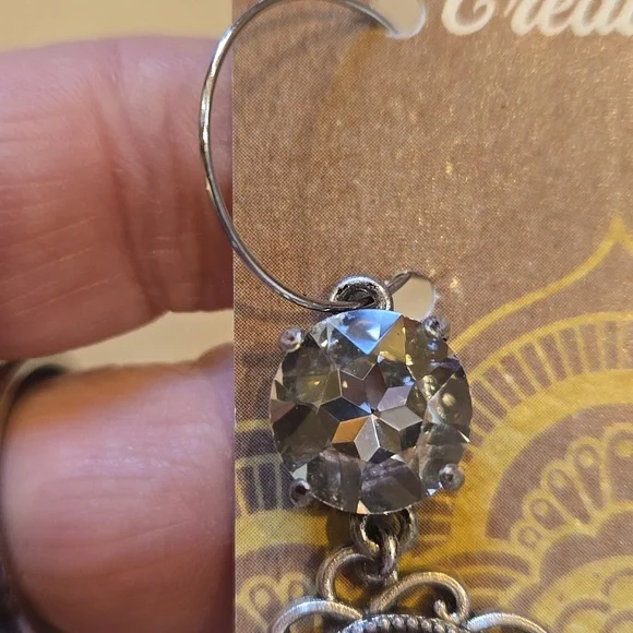 Upcycled Designer Inspired Handmade Dangle Earrings - Picture 5 of 8